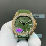 PP Factory Swiss Clone V2 Patek Philippe Aquanaut 5167 Green Face Diamond Bezel Watch 